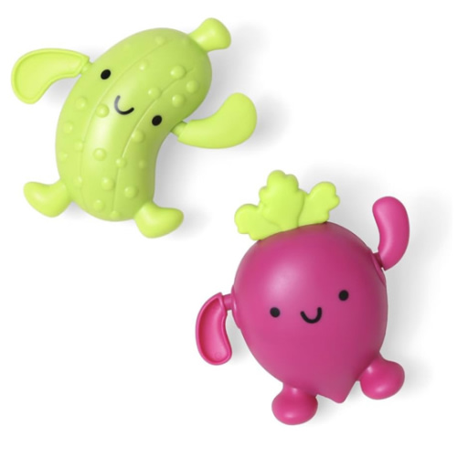 Itzy Ritzy Wind-Up Swimming Bath Toys – Set of 2 Wind-Up Floating Bath Toys - Water Playtime Set for Tub or Pool, Designed for Ages 6 Months and Up (Pickle & Beet)