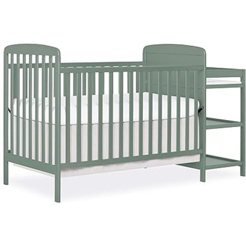 Dream On Me Anna 4 in 1 Full Size Crib and Changing Table Combo in Meadow Green, Greenguard & Baby Safety Alliance Certified, Converts from Baby Crib to Toddler Bed and Day Bed