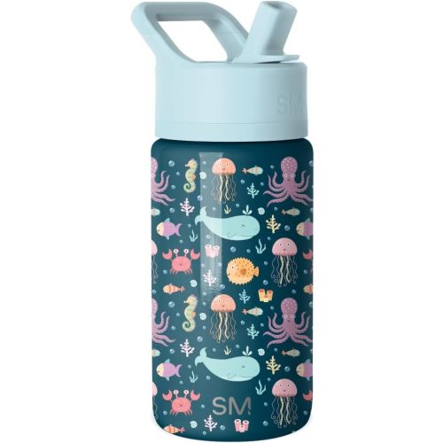 Simple Modern Kids Summit Water Bottle with Straw Lid | 14oz Stainless Steel Cup Insulated Tumbler for Toddlers, School | Under the Sea