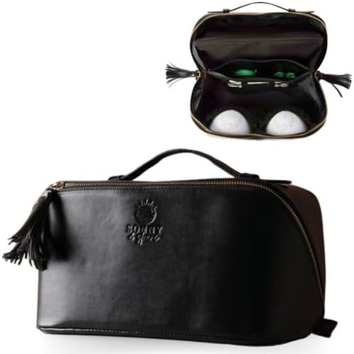 Sonny & Sloane Wearable Breast Pump Bag with Cooler (10” x 6”x 6”) - Vegan Leather pumping bag with cooler - Chic Breast Pump Travel Bag - Pumping Essentials (Classic Smooth Black)