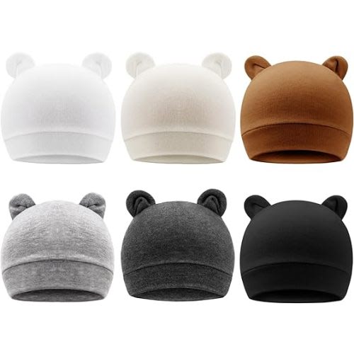 DRESHOW BQUBO 6 Pack Baby Hats for Boys Girls Unisex Baby Hat Soft Knit Cap Nursery Beanie for Newborn Infant Toddler Kid
