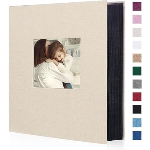 Artmag Fabric Photo Album 4x6 400 Large Capacity for Family Wedding Anniversary Linen Album Holds 400 Vertical Photos (400 Pockets, Beige)