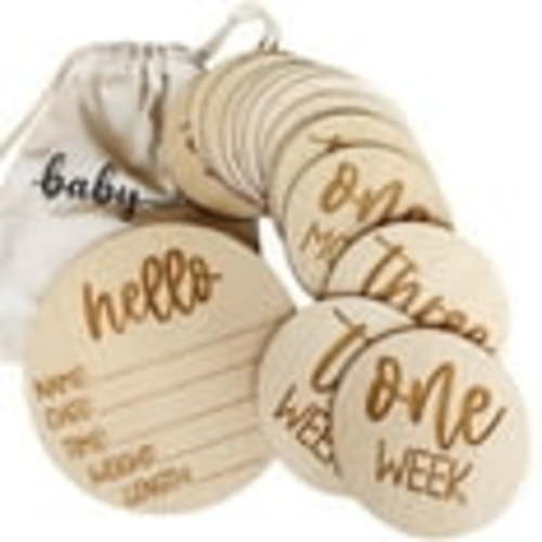 16 Monthly Milestone Cards Wooden Discs Birth Announcement Signs for Monthly Photos