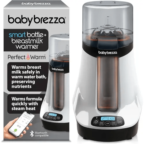 Baby Brezza Smart Baby Bottle Warmer, Breastmilk Warmer + Defroster - Only Brand with Different Temperatures for Breastmilk + Formula - Universal Fit for All Bottles + Milk Bags - Bluetooth Control