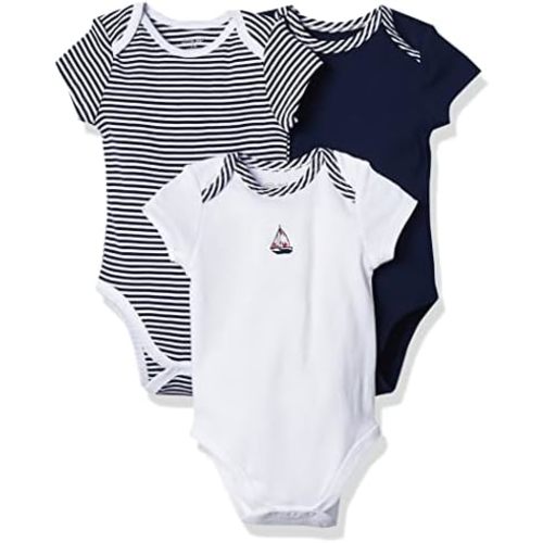 Little Me baby-boys 3-pack 100% Cotton Scratch Free Tag Onesies