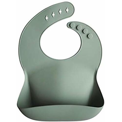 mushie Silicone Baby Bib | Adjustable Fit Waterproof Bibs (Cambridge Blue)