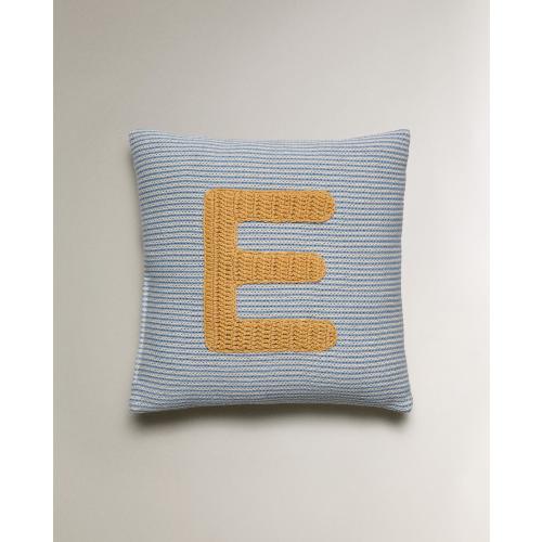 CHILDREN'S EMBROIDERED LETTER E THROW PILLOW