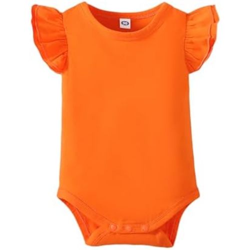 Magic Park 0-24M Infant Girl Romper Baby Girls Solid Color Bodysuit Toddler Ruffle Jumpsuit Shirts Casual Tops Baptism Shirt