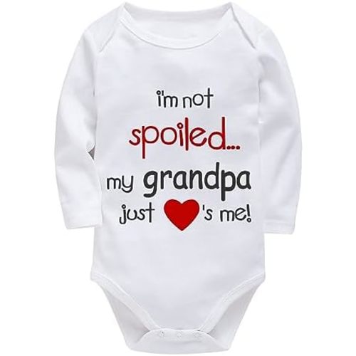 I'm Not Spoiled My Grandpa Just Loves Me Baby Bodysuit Long Sleeve Baby Boy Outfit Newborn Romper