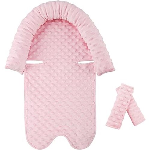 Car Seat Head Support Infant Baby Carseat Head Support & Strap Covers for Newborns Ultra Soft Minky Dotted Fabric Infant Car Seat Insert Perfect for Baby Carseats, Strollers, and Bouncers