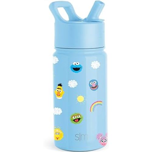 Simple Modern Sesame Street Kids Water Bottle with Straw Lid | Insulated Stainless Steel Reusable Tumbler for Toddlers, Boys | Summit Collection | 14oz, Sesame Street Pals