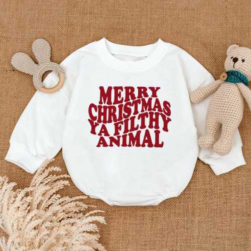Merry Christmas Ya Filthy Animal Romper | Funny Home Alone Baby Jumpsuit