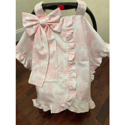 Baby Girl Pink Toile Car Seat Canopy - Just Baby Designs