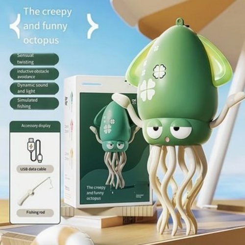 Dancing Octopus Toy - Animated Motion Decorative Statue for Home, Parties & Gifts, Fun Interactive Decor for Kids & Adults (Green)