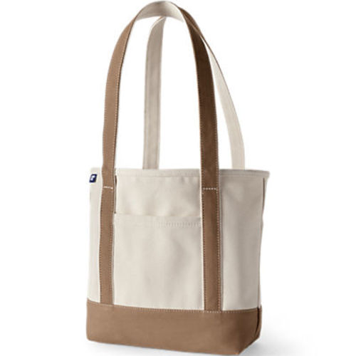 Medium Natural 5 Pocket Zip Top Canvas Tote Bag | Lands' End