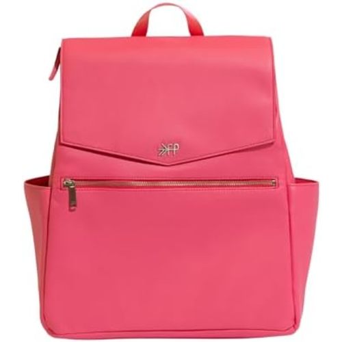 Freshly Picked Classic II Diaper Bag Backpack, Wipeable Vegan Leather With Changing Pad, Convertible (Hot Pink)