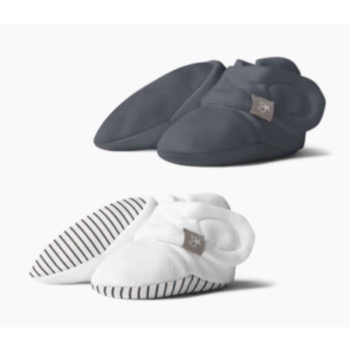 Goumi Kids Stay on Baby Booties (2 pack) - Stripe Gray/Midnight, 3-6 Months