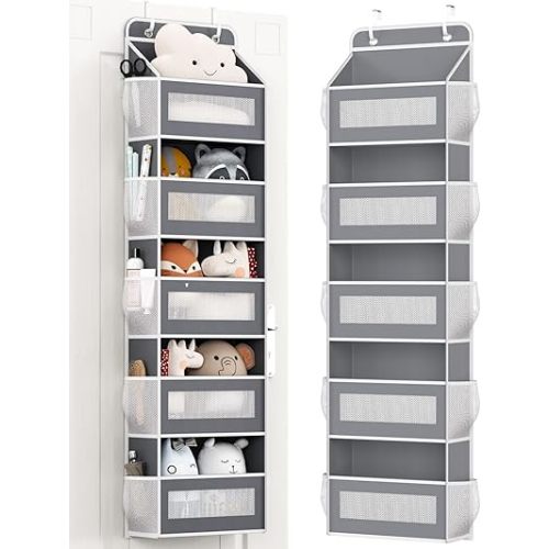 Over the Door Organizer with 15 Pockets, Door Hanger Organizer for Bathroom Storage, Back of Door Shoe Organizer, Kids Organization and Storage, Bath Toy Storage, Hanging Closet Organizer
