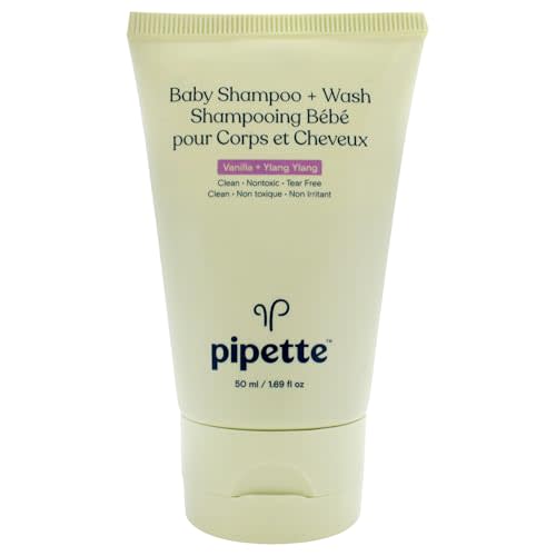 Pipette Baby Shampo Plus Wash - Vanilla Plus Ylang Ylang for Kids - 1.69 oz Shampoo