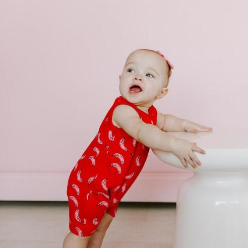Logan Playsuit, Bananas For You Pink - Bizz x Siss | Maisonette