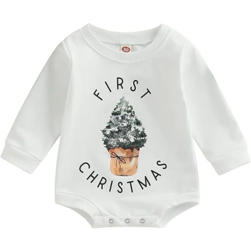 Kuriozud Newborn Baby Boy Girl Bubble Romper Funny Letter Long Sleeve Oversized Sweater Tops Fall Winter Clothes