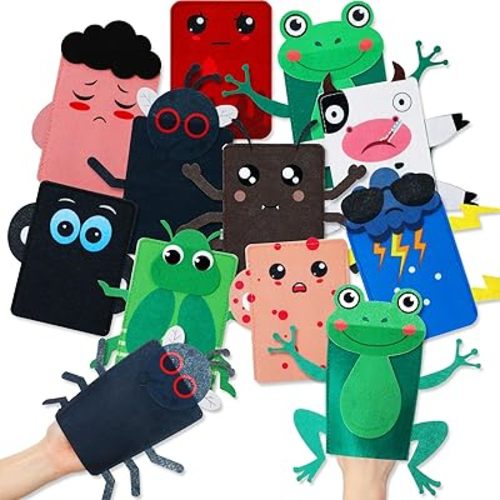 Outus 20 Pcs Passover Hand Plagues Puppet Kit Felt Ten Plagues Hand Puppets Education Passover Plague Toys 10 Plague of Egypt Gifts for Pesach Seder Celebration Family Story Time Table Party Favors