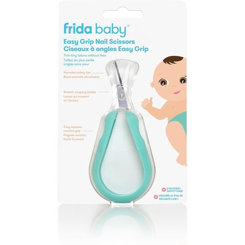 Frida Baby Easy Grip Nail Scissors | Grooming Essentials Safe for Infant Newborn Toddler Nails