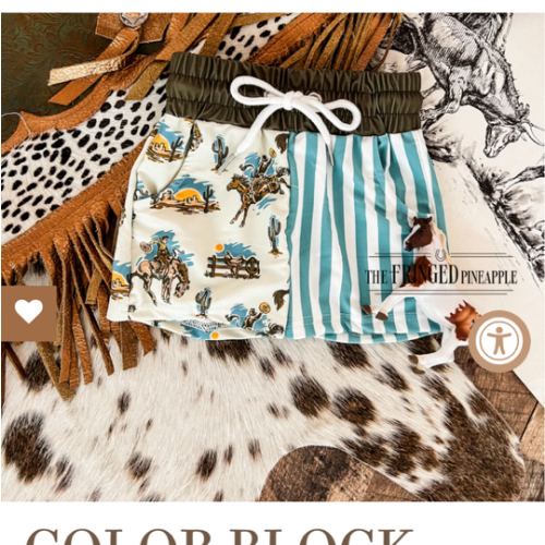 Color Block Buckaroo Bronc Swim Trunks (little kid)