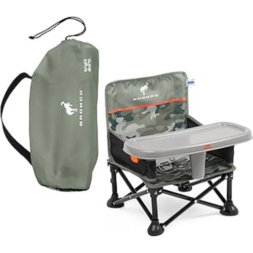 Ford Bronco Pop 'N Sit Portable Booster Chair by Bright Starts, Floor Seat, Indoor/Outdoor Use, Compact Fold, Camo Print, 6 Mos - 3 Yrs