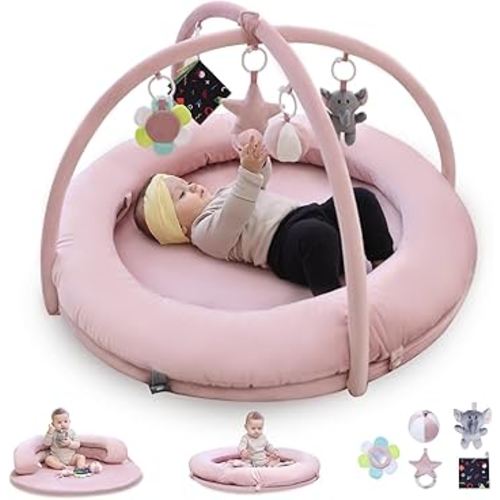 Baby Play Gym, 5-in-1 Activity Mat, 5 Linkable Toys