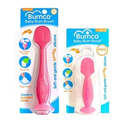 Bumco Diaper Cream Spatula + Mini Baby Bum Brush; Pink