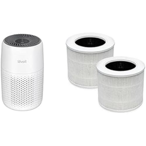 LEVOIT Core Mini Air Purifier and Replacement Filter 2Pack- Compact and Portable Design, VortexAir Technology, 3-Stage Filtration System, Removes Allergens, Odors, and Pet Dander
