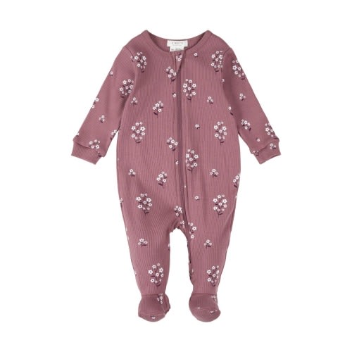 Floral Rib Fitted One-Piece Footed Pajamas