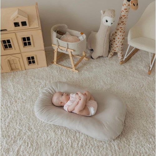 Aila + Aiden Baby Lounger | Organic Cotton Infant Lounger | Adjustable & Portable Floor Lounger | Supervised Use | Soft, Breathable, Washable Cover - Snuggle Collection - (Gray)