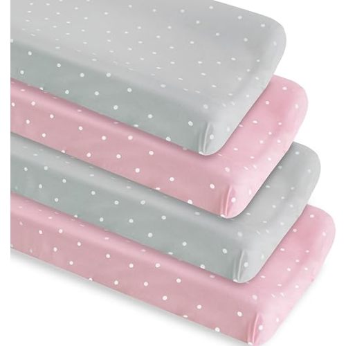Changing Pad Cover Fitted for Boys Girls, 4 Pack Baby Changing Table Cover Sheets Neutral, Soft Breathable for 32"x16" Diaper Change Table Pad, Bassinet Sheets