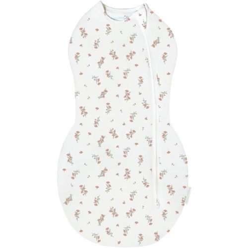 Happiest Baby Sleepea Comforter Swaddle - 100% Organic Cotton Baby Swaddle Blanket - Doctor Designed Promotes Healthy Hip Development (Ivory Wildflowers, Small)