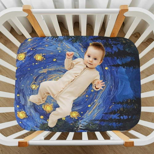 WOBOGO Starry Night Sky with Fireflies Baby Crib Sheets Super Soft Microfiber Playard Sheet Fitted Design for Maximum Comfort and Safety52×28×9in