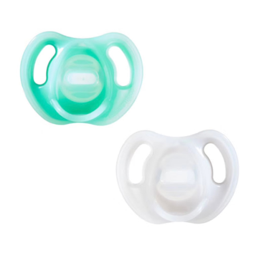 Tommee Tippee Ultra-light Silicone Pacifier 0-6m - 2pk - White/green