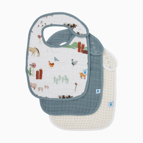 Cotton Muslin Classic Bib (3 Pack) - Farmyard
