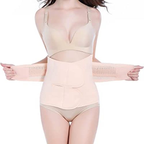 Women Postpartum Girdle Corset Recovery Belly Band Wrap Belt, Medium,Beige Nude Medium