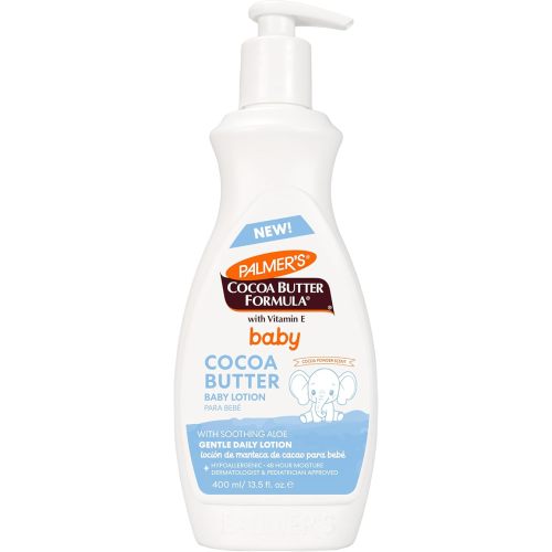 Palmer's Baby Lotion, Cocoa Butter Formula Body Lotion, 13.5 Fl Oz, Gentle Baby Moisturizer for Delicate Skin with Vitamin E & Aloe, Hypoallergenic, 48Hr Moisture, Dermatologist Tested Baby Essentials