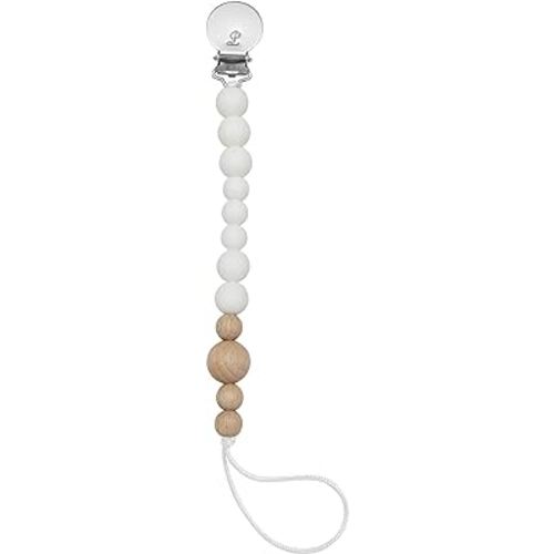 Loulou Lollipop Silicone Soother Pacifier Clip Binky Holder for Newborn and Baby - Color Block (White)