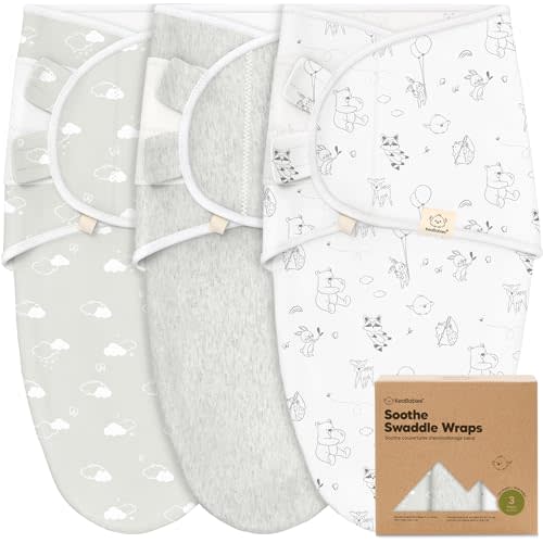 KeaBabies 3-Pack Organic Baby Swaddle Sleep Sacks - Swaddles for Newborns, Infant 0-3 Months, Baby Girls, Boys, Soft & Snug Newborn Sleep Sack, Nursery Swaddling Blankets (Aspire)