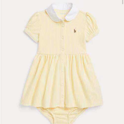 Striped Knit Oxford Shirtdress & Bloomer