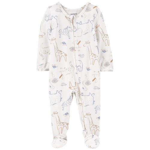 Baby Animal Print Zip-Up PurelySoft Sleep & Play Pajamas - Size 6 Months