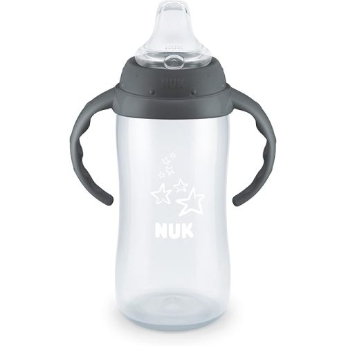 NUK Learner Cup, 10 Ounce, Tritan Gray Star – BPA Free, Spill Proof Sippy Cup