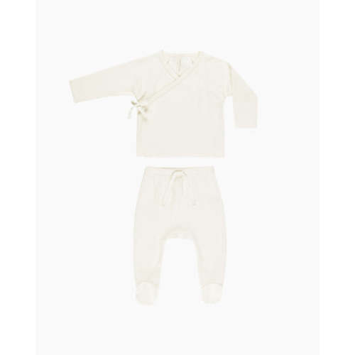 Wrap Top + Footed Pant Set || Ivory