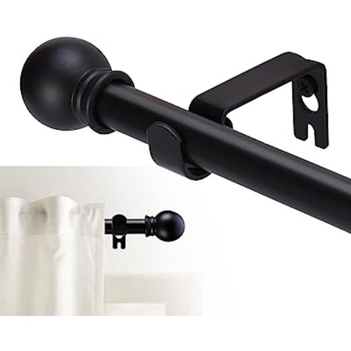Curtain Rods for windows 32-48 inch, 5/8 inch Decorative Curtain Rod Set, Matte Black Splicing Heavy Duty Metal Curtain Rod with Brackets