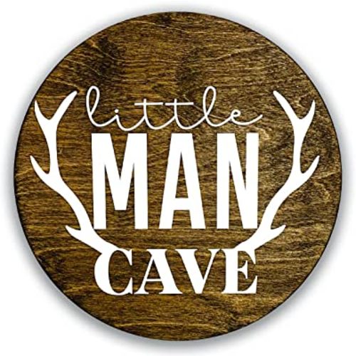 Little Man Cave, 12" Wood Wall Sign for Nursery, Bedroom, Living Room, Rustic Home Decor, Crib Decorations, Woodland Aesthetic, Gift for Newborn Boys, New Mom, Handmade, Hickory Hollow Designs