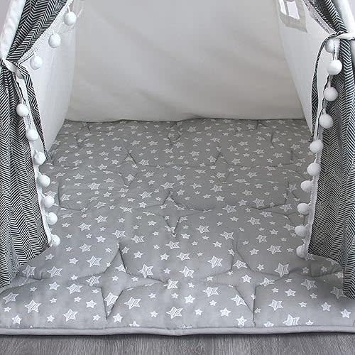 Teepee Play Tent Mat, Square Padded Mat for Playtent, Anti Slip Baby Quilted Activity Mat for Boys and Girls, Toddlers and Kids Playtime